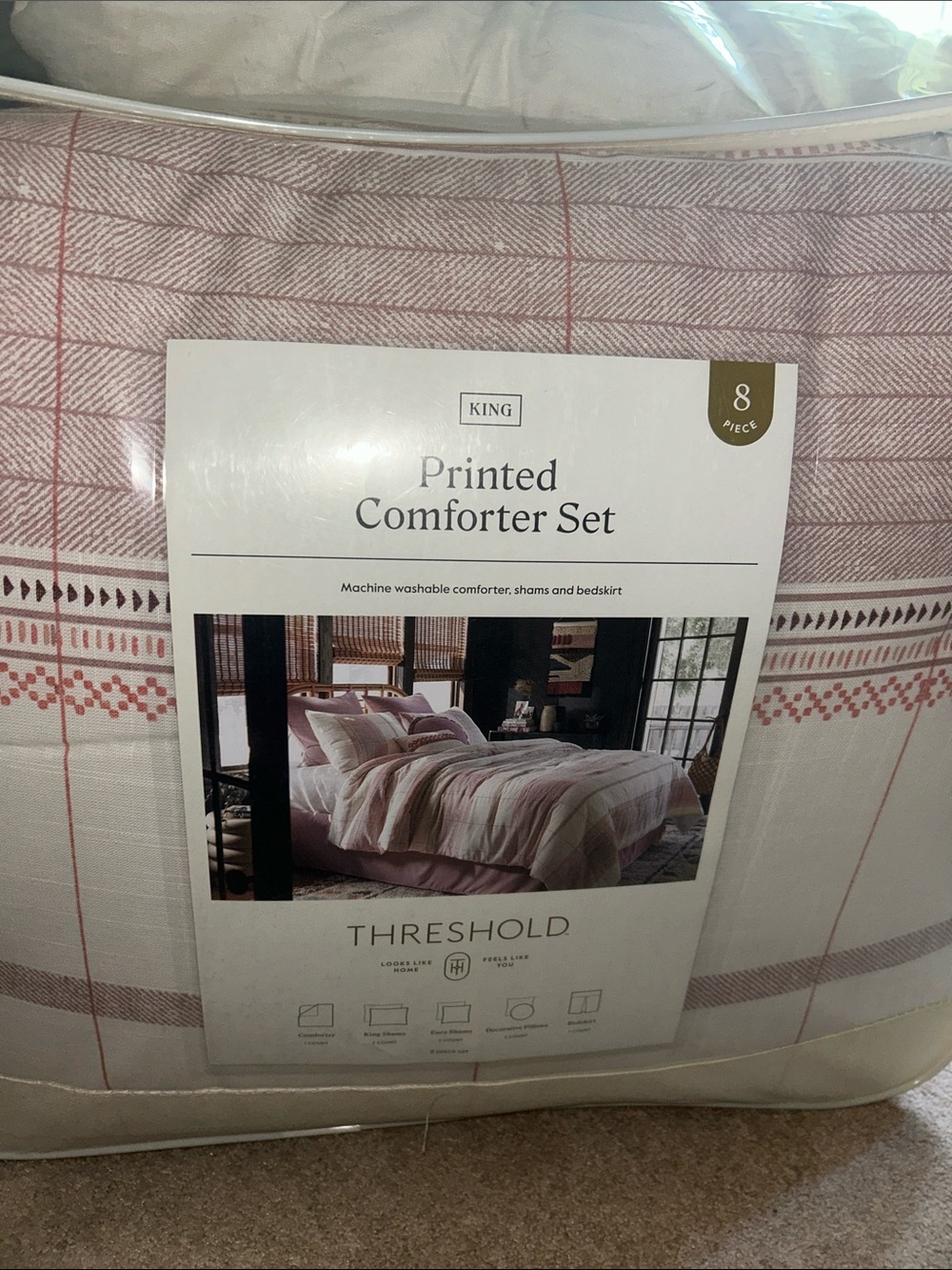 Threshold Pink and White 8-Piece Printed Comforter Set